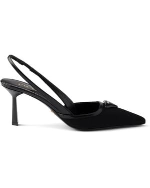 Prada Fabric Slingback Court Shoes - Black