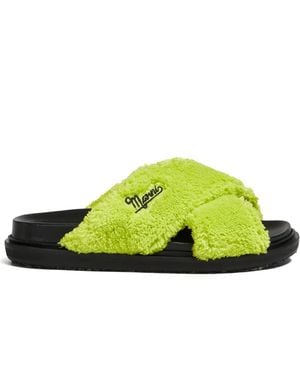 Marni Embroidered-Logo Sandals - Yellow