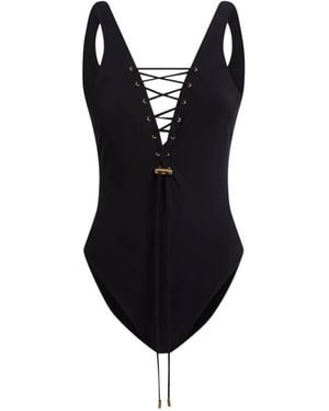 Moschino Lace-Up Swimsuit - Black