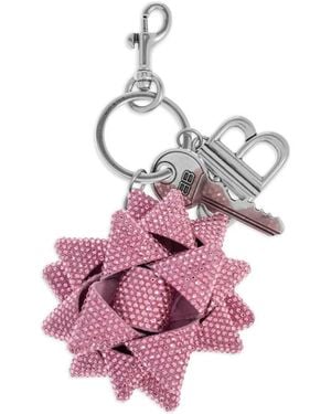 Balenciaga Crystal-Embellished Bow Keychain - Pink