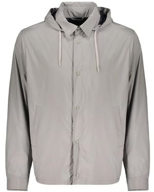 Herno Hooded Button Jacket - Grey