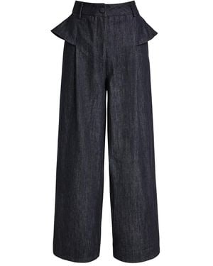 Sister Jane Waist-Detail Buttoned Trousers - Blue