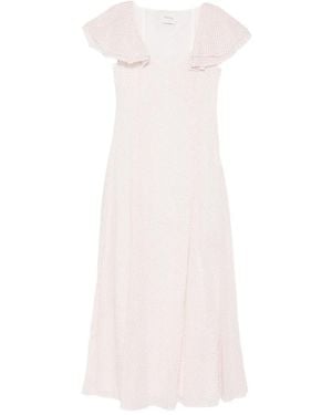 Posse Marlowe Flutter Scoop-Neck Midi Dress - White