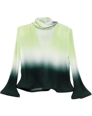 ROWEN ROSE Pleated Degradé Scarf Blouse - Green