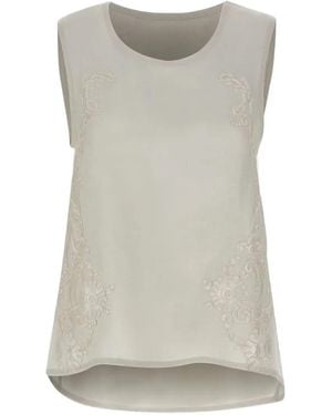 Maurizio Mykonos Lace-Embroidered Sleeveless Blouse - Grey
