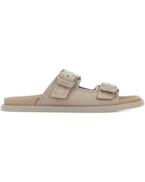 Fendi Leather Flap Sandals - White