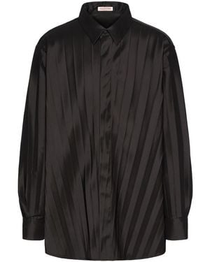 Valentino Garavani Pleated Long Sleeves Shirt - Black