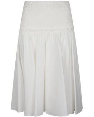 Pinko Shirred Ruffled Midi Skirt - White