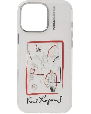 KARL LAGERFELD Sketch Iphone 16 Pro Max Case - Grey