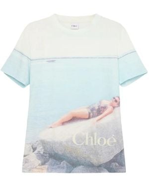 Chloé Graphic-Print T-Shirt - Blue