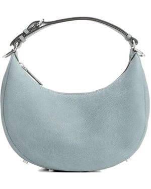 Fendi Small Graphy Suede-Finish Clutch Bag - Blue