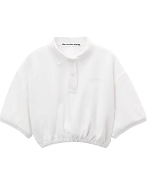 Alexander Wang Cropped-Poloshirt mit elastischem Saum - Weiß