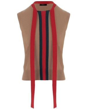 Gucci Ribbon Crewneck Sleeveless Pullover - Red
