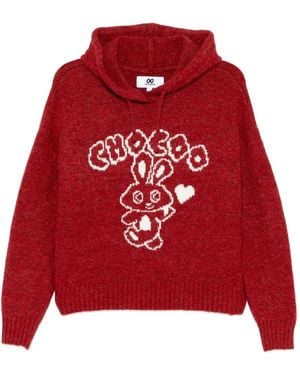 Chocoolate Felpa Con Stampa E Cappuccio - Rosso