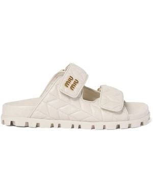 Miu Miu Gg Leren Slippers - Wit