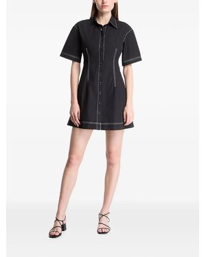 Gap Contrast-Stitch Short-Sleeve Mini Dress - Black