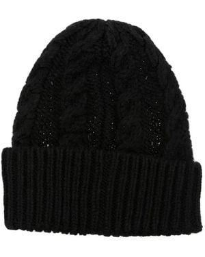 Ermanno Scervino Cable-Knit Beaded Beanie - Black