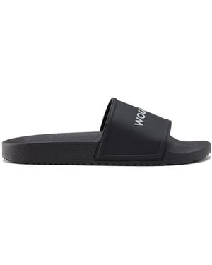 Woolrich Teenslippers Met Logo-Reliëf - Zwart