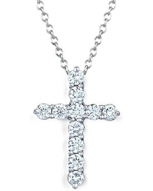 Kwiat Collar Con Colgante De Cruz Con Diamantes - Blanco