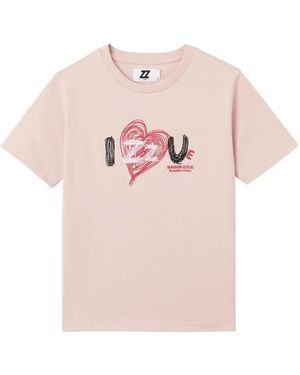 Izzue Round Neck Graphic T-Shirt - Pink
