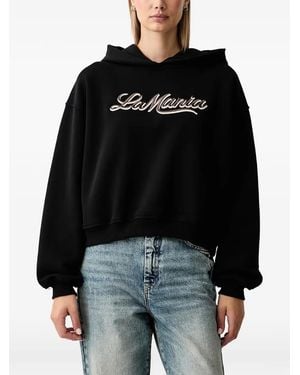 La Mania Luma Logo-Embroidered Hoodie - Black