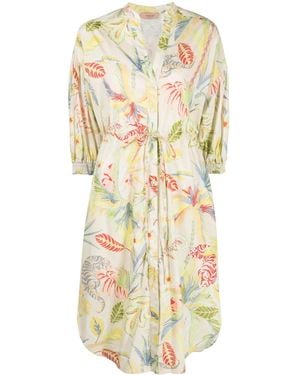 Twinset Printed Cotton Shirt Dress - Metallic