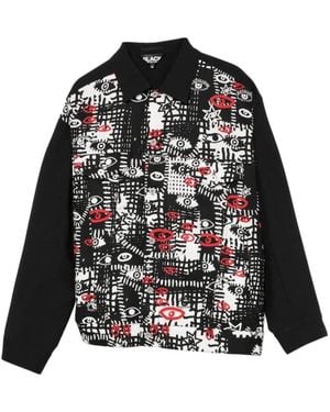 COMME DES GARÇON BLACK Graphic Print Long-Sleeve Shirt Jacket - Black