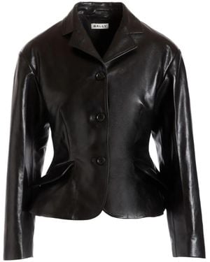Bally Leather Notched-Lapel Blazer - Black