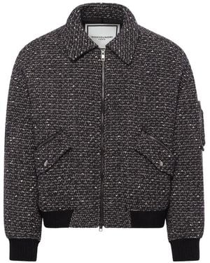 WOOYOUNGMI Tweed Zip-Up Bomber Jacket - Black