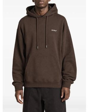 Off-White c/o Virgil Abloh Logo-Embroidered Cotton Hoodie - Brown