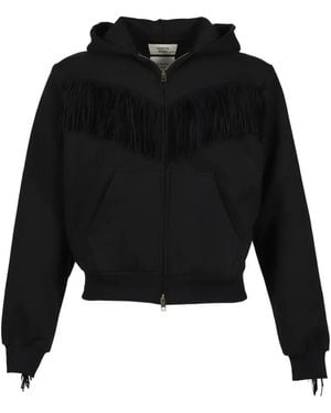 Austin Post Fringed Zip-Up Hoodie - Black