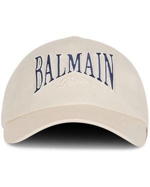 Balmain Cappello Da Baseball Con Ricamo - Bianco