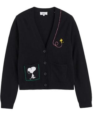 Chinti & Parker Cardigan Mit Snoopy-Intarsie - Schwarz
