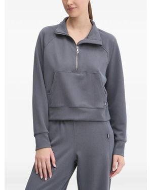 DKNY Ribbed Half-Zip Sweatshirt - Gray