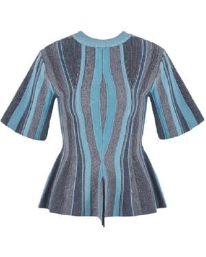 Giorgio Armani Jacquard Short-Sleeve Jumper - Blue