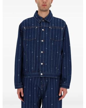 Drole de Monsieur Buttoned Striped Jacket - Blue