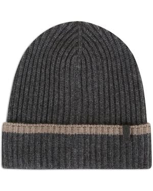 Brunello Cucinelli Ribbed Cashmere Beanie - Black
