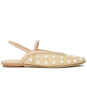 Weekend by Maxmara Sonni Pearl-Embellished Slingback Flats - White