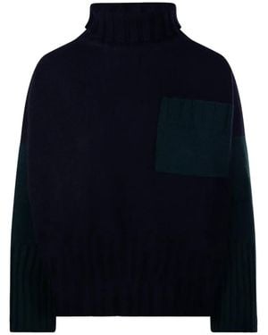 Be You Turtleneck Patch-Pocket Sweater - Blue