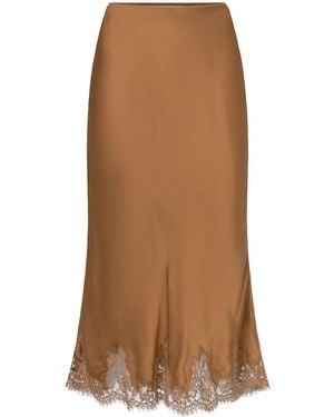 ERMANNO FIRENZE Lace Detailing Skirt - Brown