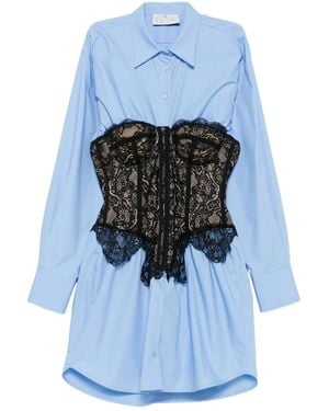 GIUSEPPE DI MORABITO Lace-Corset Shirt Dress - Blue