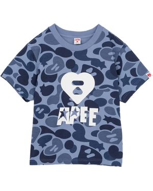 AAPE BY A BATHING AP Apee Heart Logo Camo T-Shirt - Blue