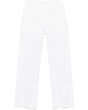 Marine Serre Lace-Panel Pants - White