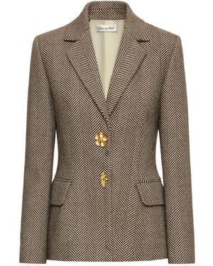 Oscar de la Renta Floral Button Jacket - Green