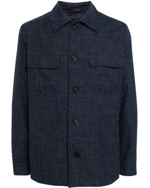 N.Peal Cashmere Spread-Collar Shirt Jacket - Blue