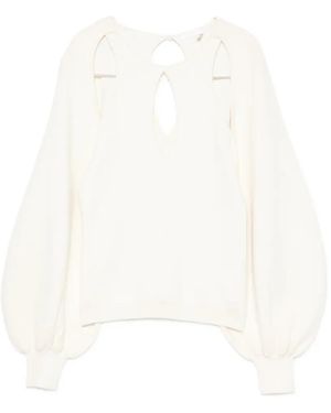 Chloé Cut-out puff-sleeve sweater - Weiß