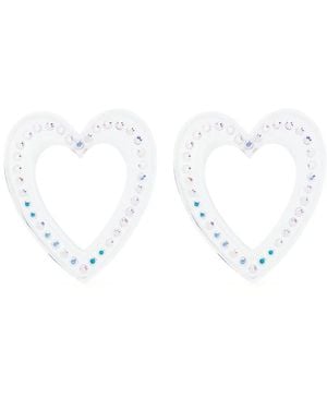 Safsafu Big Heart クリスタル ピアス - ホワイト