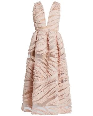 Greta Constantine Ruffled V-Neck Dress - Pink