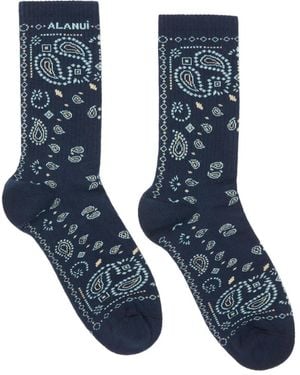 Alanui Paisley-Print Socks - Blue