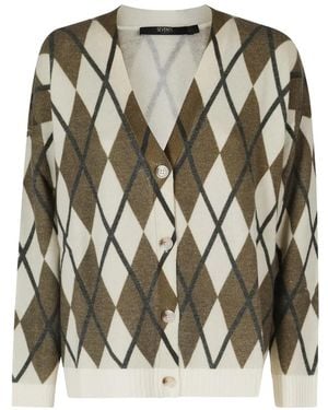 Seventy Argyle-Intarsia V-Neck Cardigan - Natural